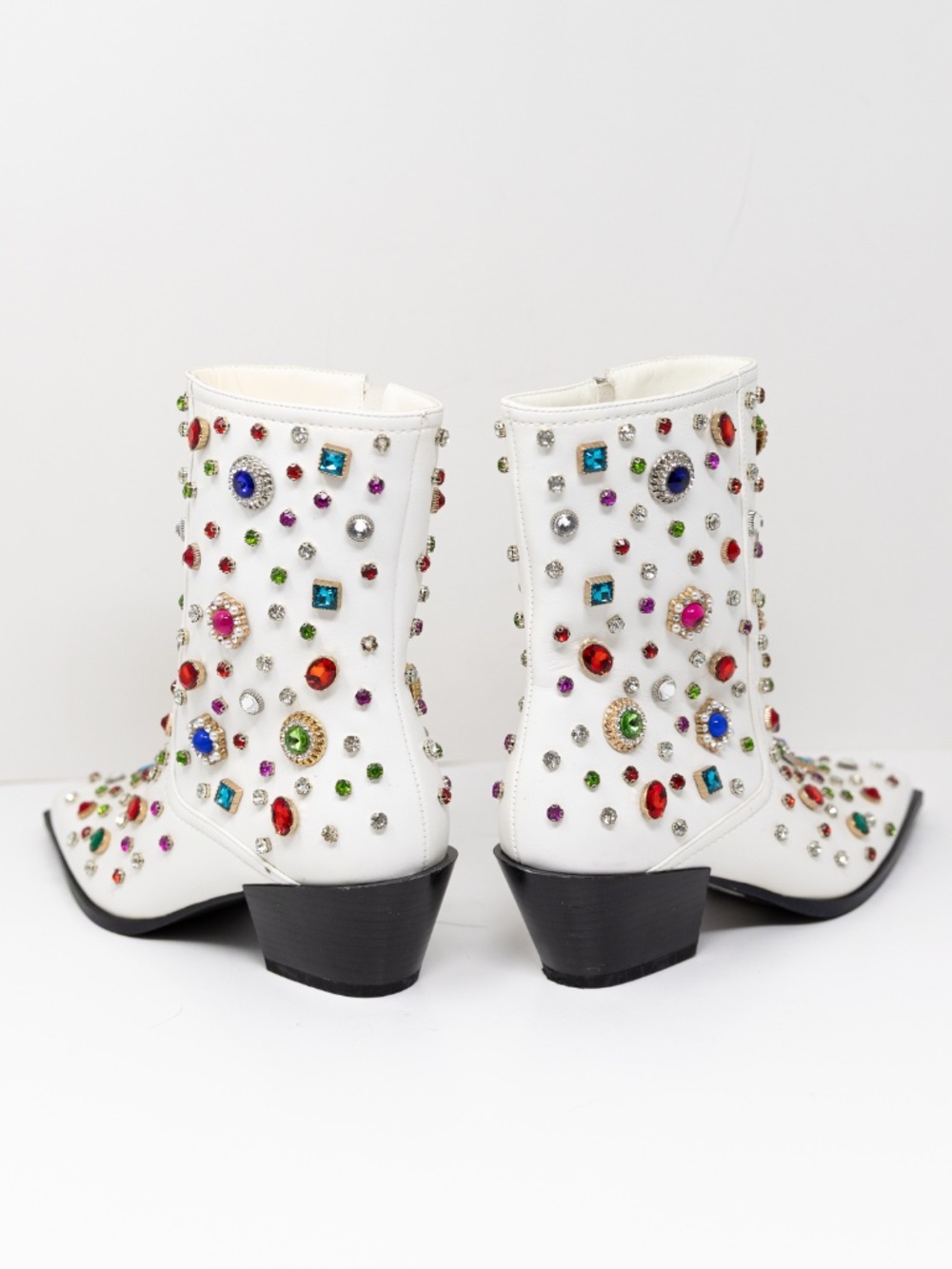 NEW Azalea Wang Sprinkle Multi Color Rhinestone Jewel Embellished Booties Shoes - Picture 3 of 4